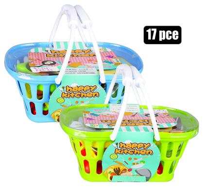 PLAYSET KITCHEN IN BASKET 17PC