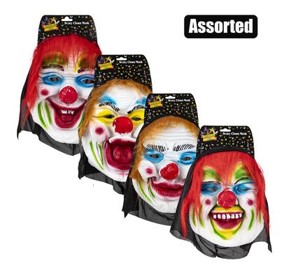 DRESS UP SCARY CLOWN MASK ASSTD