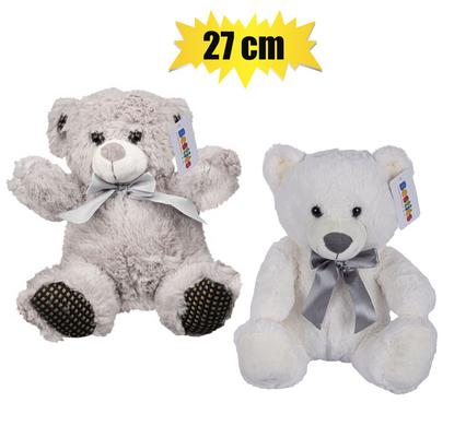 PLUSH BEAR TRADITIONAL W/BOW 27cm
