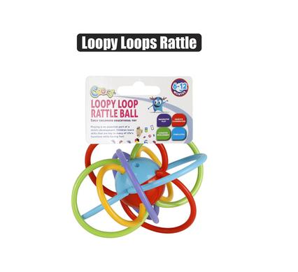 BABY RATTLE LOOPY LOOPS BALL 14cm