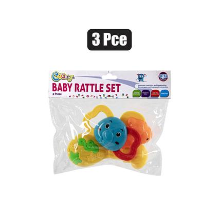 BABY RATTLE TEETHER ANIMAL SET 3pc