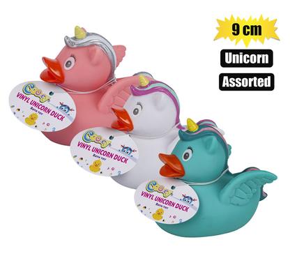 BABY VINYL THEMED DUCK 9cm, UNICORN ASTD