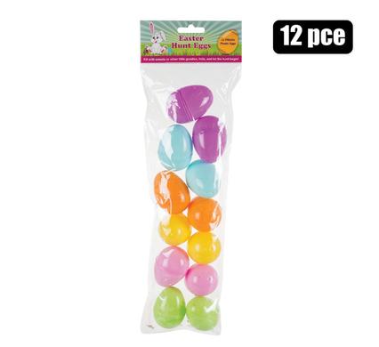 EASTER HUNT EGGS PLASTIC FILLABLE 12PC