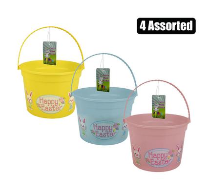 EASTER HUNT BASKET PLASTIC W/HANDLE ASS