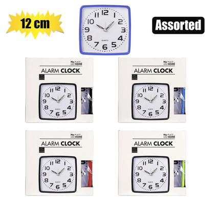 CLOCK ALARM PL SQUARE 12cm ASSTD-COL