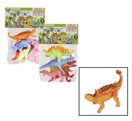 ANIMALS DINOSAURS BRIGHT 4pc 18cm