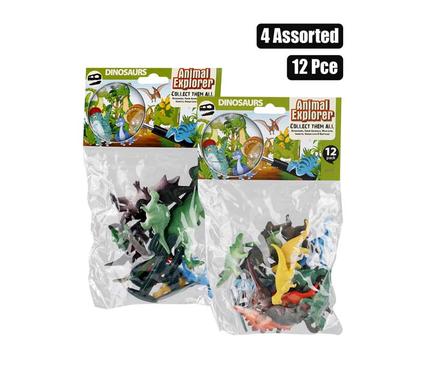 ANIMALS DINOSAUR RUBBER 12pc 6-8cm