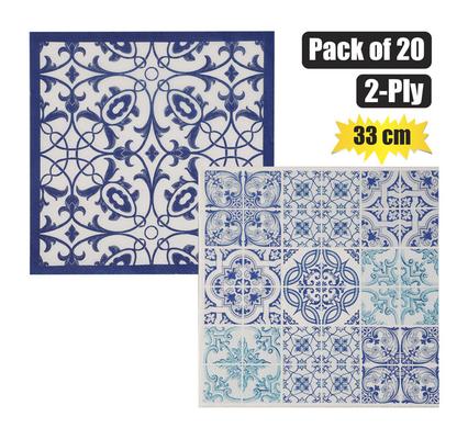 SERVIETTES 2PLY 33cm 20PC MEDITERRANEAN