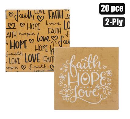 SERVIETTES 2PLY 33cm 20PC KRAFT/H/L