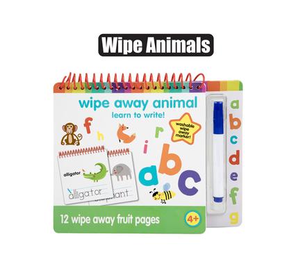 BOOK EDU DRY WIPE ANIMALS