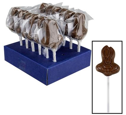 SWEET CHOC RP BUNNY ON STICK PLAIN 16g